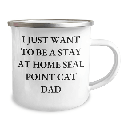 Seal Point Cat Lover Gifts from Men, Funny Camping Mug for Seal Point Cat Dad, Father's Day Unique Gifts - Victory Thru Vision