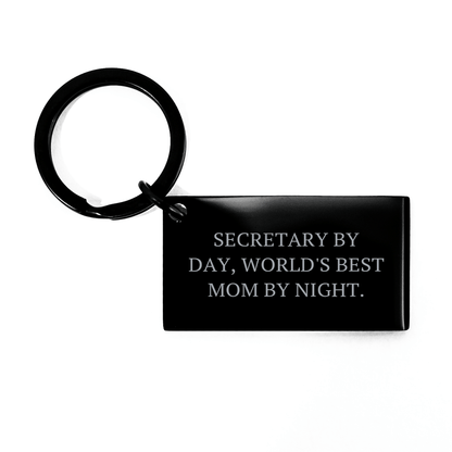 Secretary Gifts from Friends, Funny Keychain for Secretary By Day, World's Best Mom By Night, Mother's Day Unique Gifts - Victory Thru Vision 