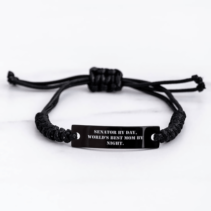 Senator Gifts from Men, Senator By Day, World's Best Mom By Night., Rope Bracelet for Senator, Unique Gifts for Mother's Day - Victory Thru Vision 