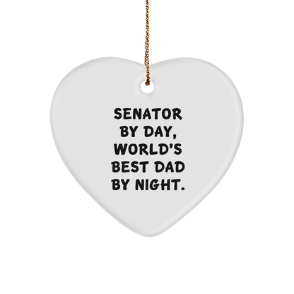 Senator Gifts: Funny Quote Heart Ornament, Gifts from Men, Gifts for Senator, Unique Christmas Ornament, Heart Shaped MDF, Sublimation Printing, Durable and Lightweight, Festive Gold Cord Included - Victory Thru Vision 