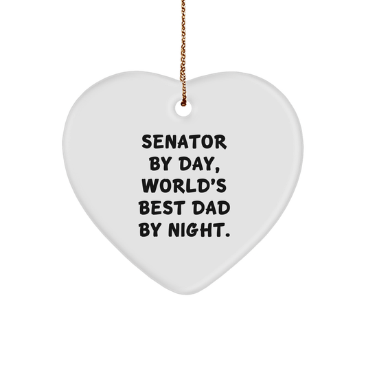 Senator Gifts: Funny Quote Heart Ornament, Gifts from Men, Gifts for Senator, Unique Christmas Ornament, Heart Shaped MDF, Sublimation Printing, Durable and Lightweight, Festive Gold Cord Included - Victory Thru Vision 