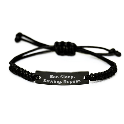 Sewing Enthusiast Gifts from Family Friends - Eat. Sleep. Sewing. Repeat. Rope Bracelet for Sewing Graduation - Victory Thru Vision 