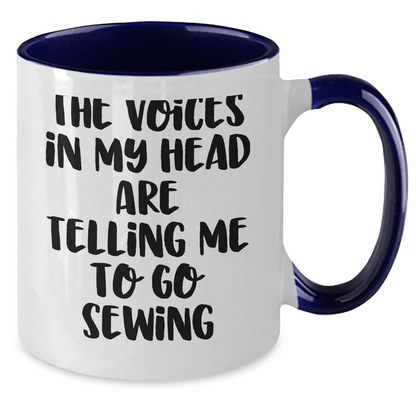 Sewing Humor Graduation Gifts from Friends to Sewing Enthusiasts - Funny Two Tone Coffee Mug with Quote - Victory Thru Vision