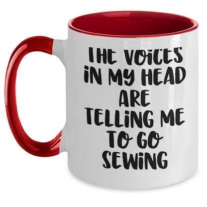 Sewing Humor Graduation Gifts from Friends to Sewing Enthusiasts - Funny Two Tone Coffee Mug with Quote - Victory Thru Vision