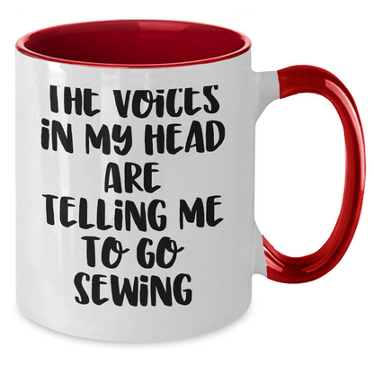 Sewing Humor Graduation Gifts from Friends to Sewing Enthusiasts - Funny Two Tone Coffee Mug with Quote - Victory Thru Vision