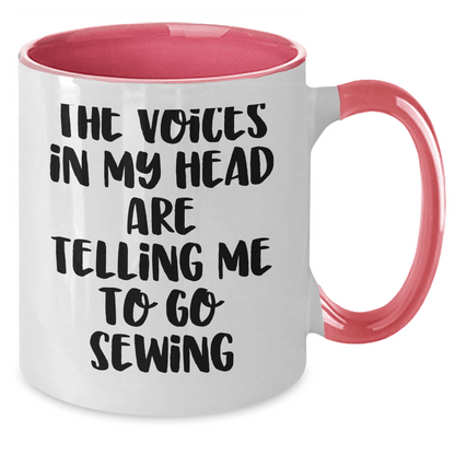 Sewing Humor Graduation Gifts from Friends to Sewing Enthusiasts - Funny Two Tone Coffee Mug with Quote - Victory Thru Vision