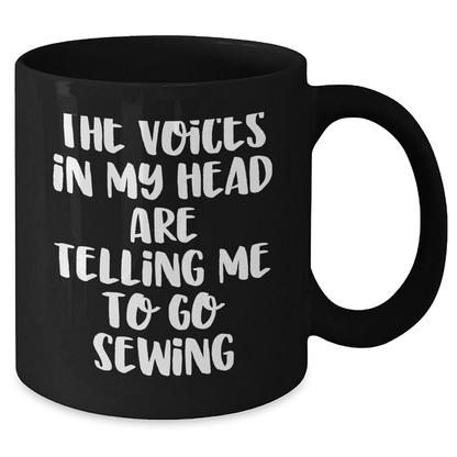 Sewing Inspiration Gifts for Sewing Friends from Family - Funny Sewing Quote Black Coffee Mug, 11oz or 15oz, Microwave and Dishwasher Safe - Victory Thru Vision