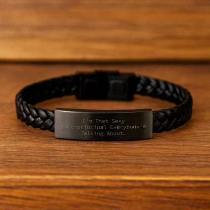 Sexy Vice - principal Gifts from Friends, Funny Vice - principal Interlaced Leather Bracelet for Men, I'm That Sexy Vice - principal Everybody's Talking About, Graduation Unique Gifts - Victory Thru Vision