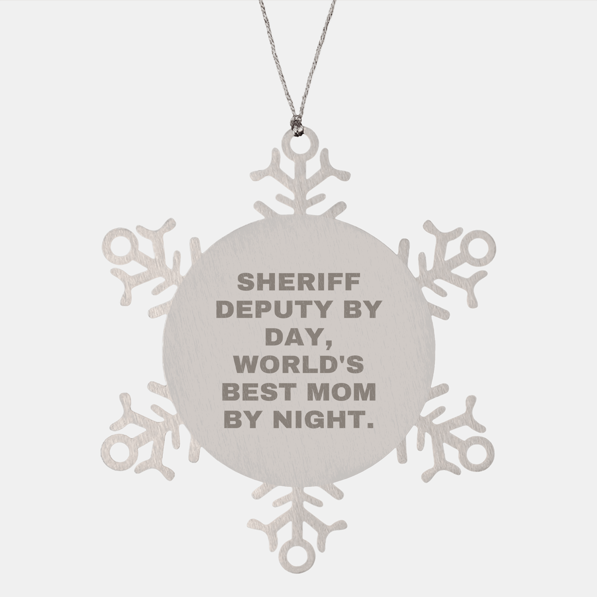 Sheriff Deputy Gifts, Funny Snowflake Ornament, 'Sheriff Deputy By Day, World's Best Mom By Night.' - Unique Christmas Unique Gifts from Friends to Sheriff Deputy - Victory Thru Vision