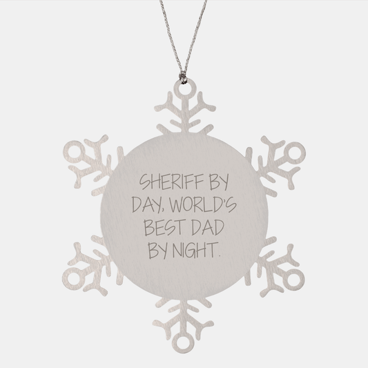 Sheriff Snowflake Ornament, Funny Gifts from Dad By Night, Christmas Unique Sheriff Gifts for Men - Victory Thru Vision