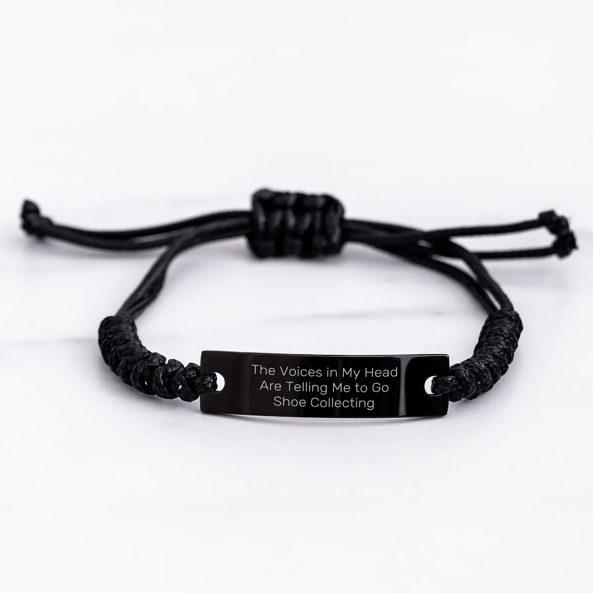 Shoe Collecting Gifts from Friends, Inspirational Rope Bracelet for Graduation, Funny Quote 'Voices Telling Me to Go Shoe Collecting' for Shoe Collecting Enthusiasts - Victory Thru Vision