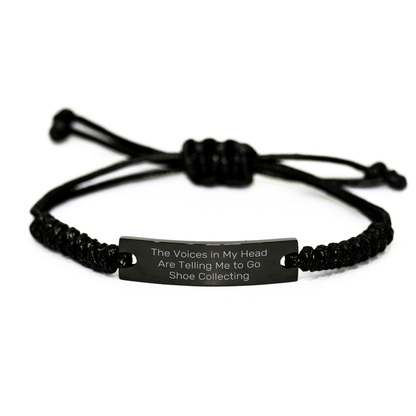 Shoe Collecting Gifts from Friends, Inspirational Rope Bracelet for Graduation, Funny Quote 'Voices Telling Me to Go Shoe Collecting' for Shoe Collecting Enthusiasts - Victory Thru Vision