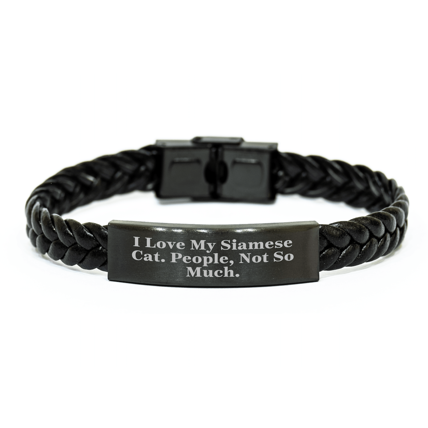 Siamese Cat Lovers Funny Gift, Interlaced Leather Bracelet for Dad, Father's Day Unique Gifts from Men to Family, Gifts for Siamese Cat Enthusiasts - Victory Thru Vision 