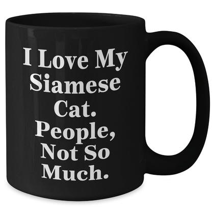 Siamese Cat Lovers Gifts for Men from Friends, Unique Black Coffee Mug for Father's Day - Victory Thru Vision 