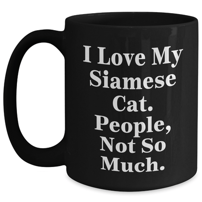 Siamese Cat Lovers Gifts for Men from Friends, Unique Black Coffee Mug for Father's Day - Victory Thru Vision 