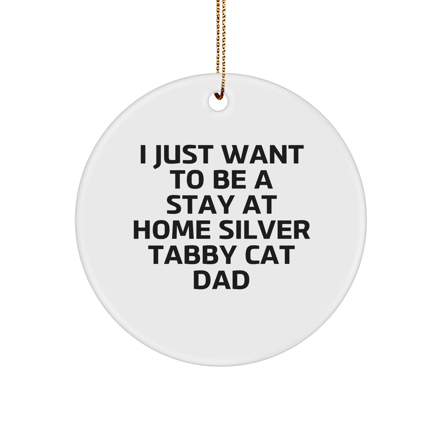 Silver Tabby Cat Dad Gifts from Friends for Men - Funny Circle Ornament, 'I Just Want To Be A Stay At Home Silver Tabby Cat Dad', Christmas Unique Gifts for Him - Victory Thru Vision 