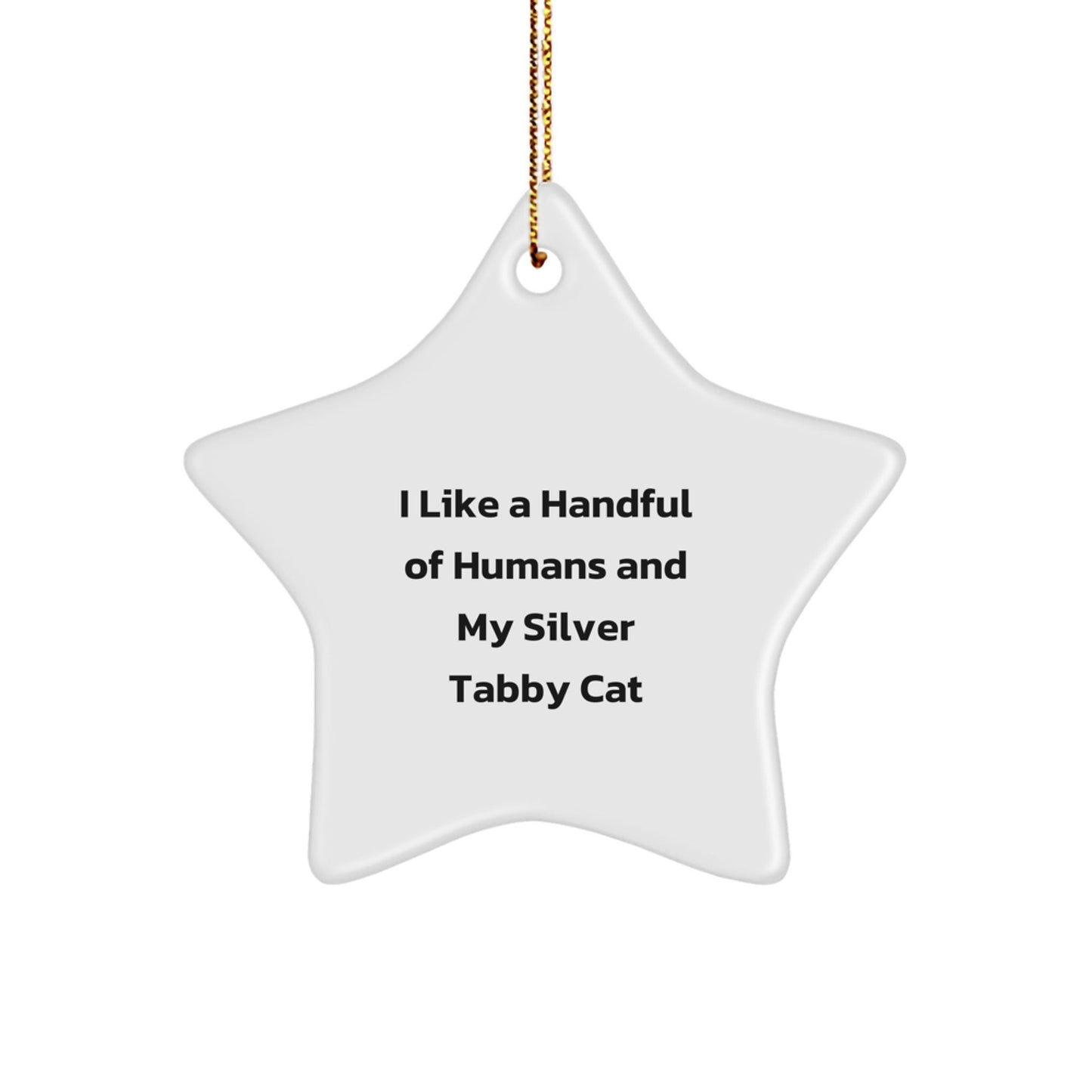 Silver Tabby Cat Lovers Gifts from Friends for Christmas - Star Ornament with Funny Quote - Victory Thru Vision