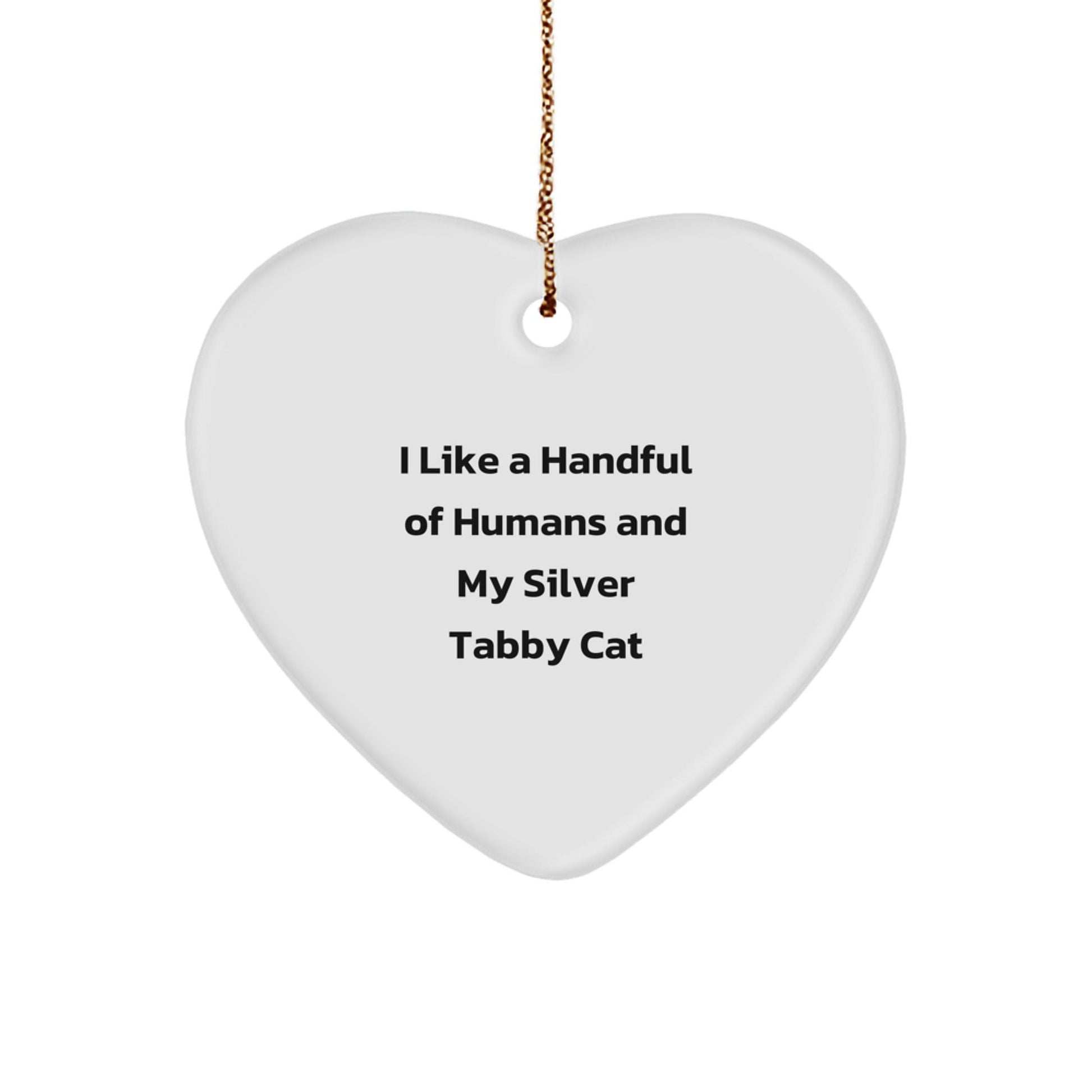 Silver Tabby Cat Lovers Heart Ornament Gifts from Friends to Family - Victory Thru Vision