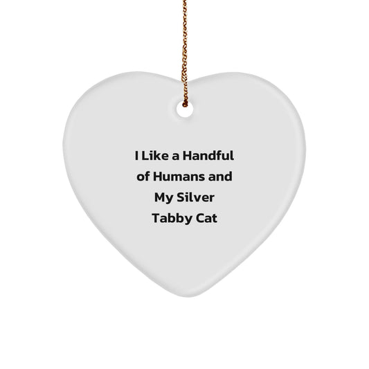 Silver Tabby Cat Lovers Heart Ornament Gifts from Friends to Family - Victory Thru Vision
