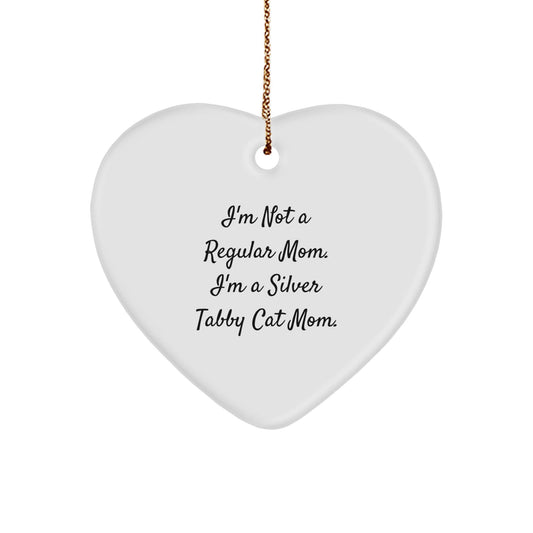 Silver Tabby Cat Mom Gifts, Heart Ornament, Funny Quote - Gifts from Family for Silver Tabby Cat Lover, Christmas Unique Presents - Victory Thru Vision