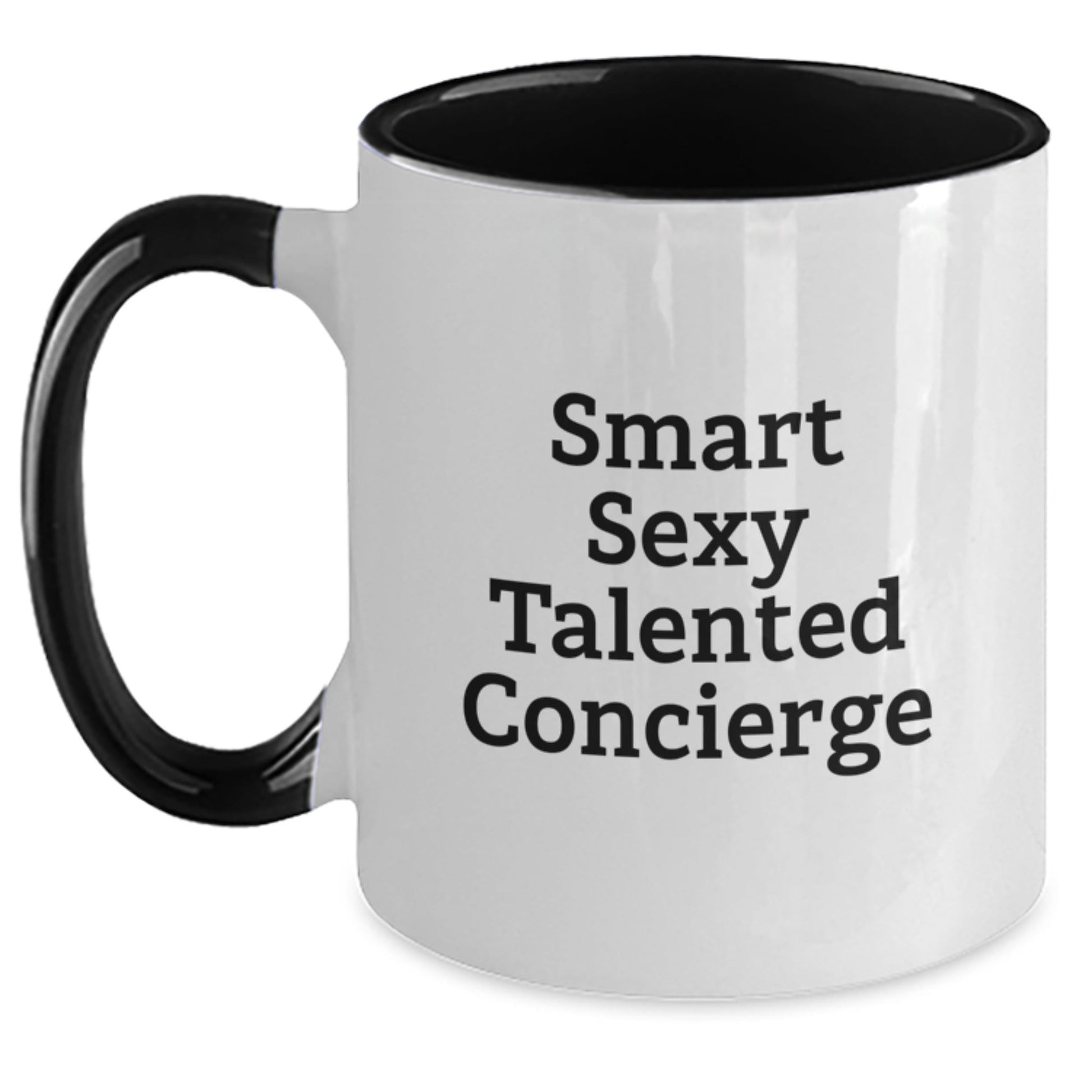 Smart Sexy Talented Concierge Gifts for Friends - Funny Graduation Two Tone Coffee Mug - Gifts from Friends to Concierge - Victory Thru Vision