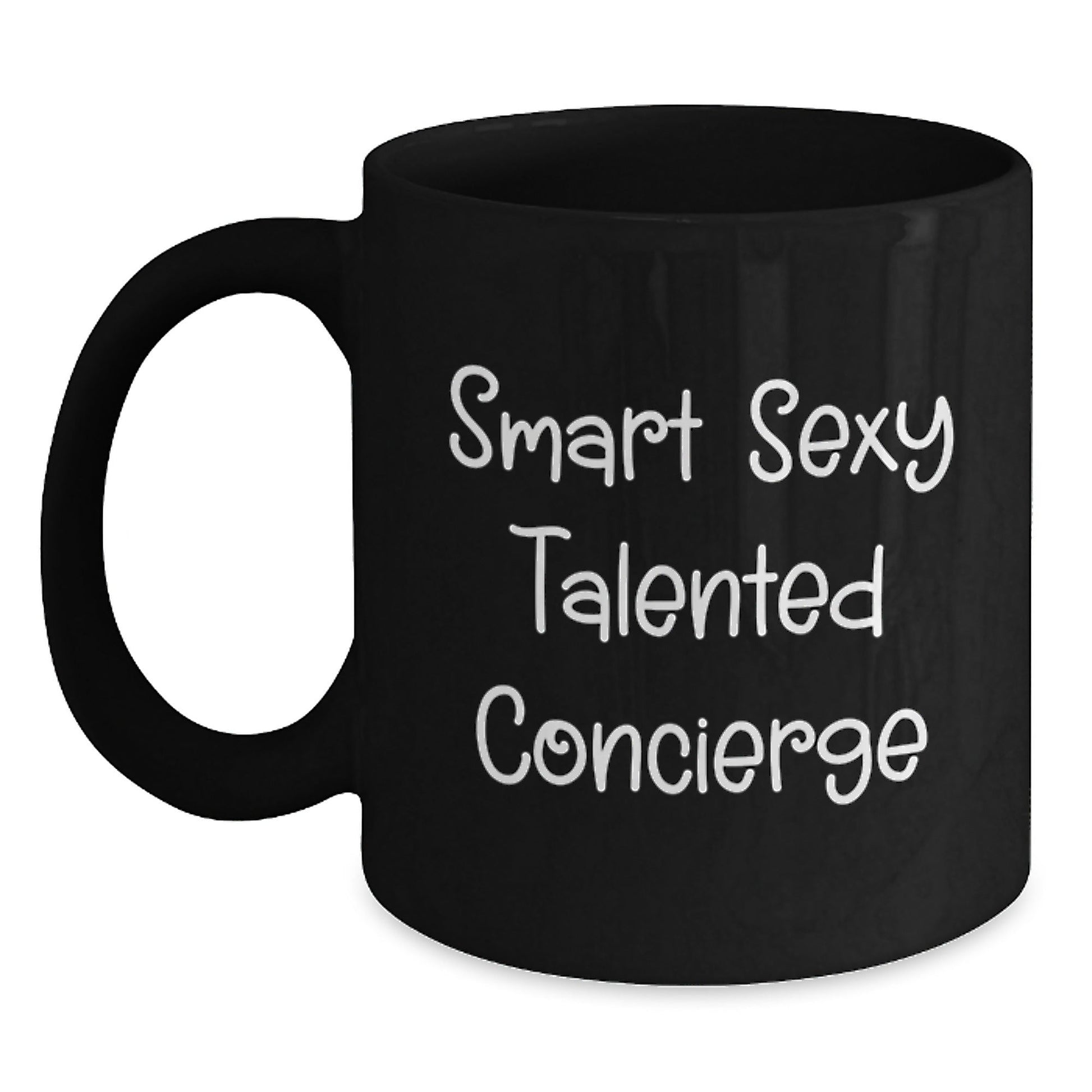 Smart Sexy Talented Concierge Gifts for Men - Funny Black Coffee Mug, Unique Graduation Gifts from Friends, Coworkers, Family - Victory Thru Vision