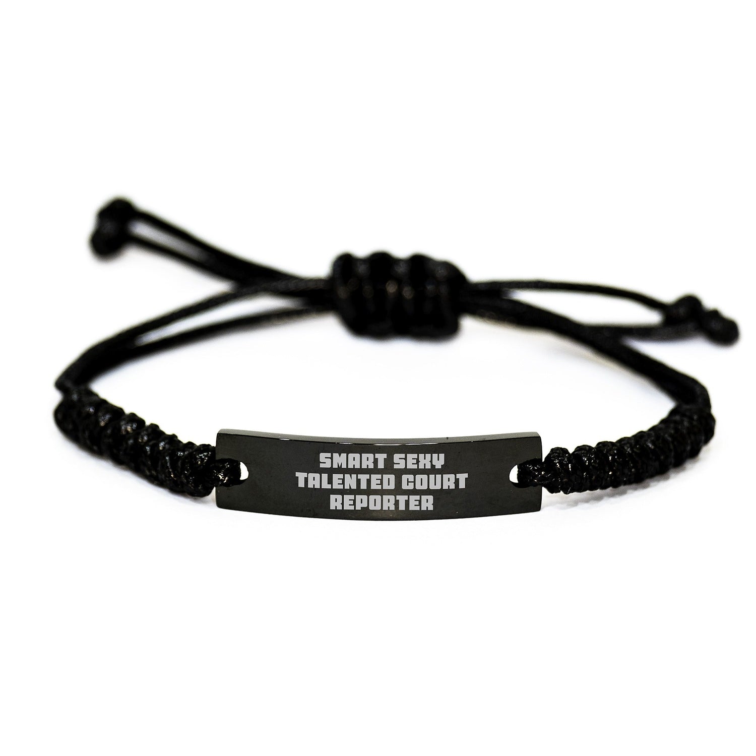 Smart Sexy Talented Court Reporter Gift for Graduation - Adjustable Black Rope Bracelet from Family or Friends - Victory Thru Vision