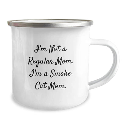 Smoke Cat Mom's Funny Camping Mug, Gifts from Friends for Smoke Cat Enthusiasts, Unique Graduation Gifts, I'm Not a Regular Mom - Victory Thru Vision