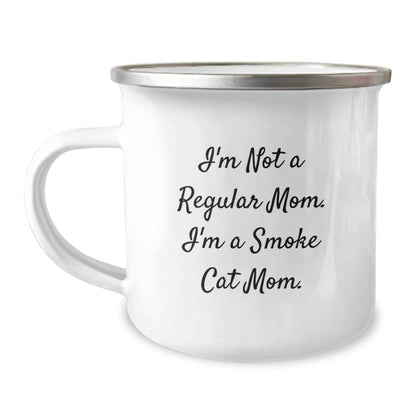Smoke Cat Mom's Funny Camping Mug, Gifts from Friends for Smoke Cat Enthusiasts, Unique Graduation Gifts, I'm Not a Regular Mom - Victory Thru Vision