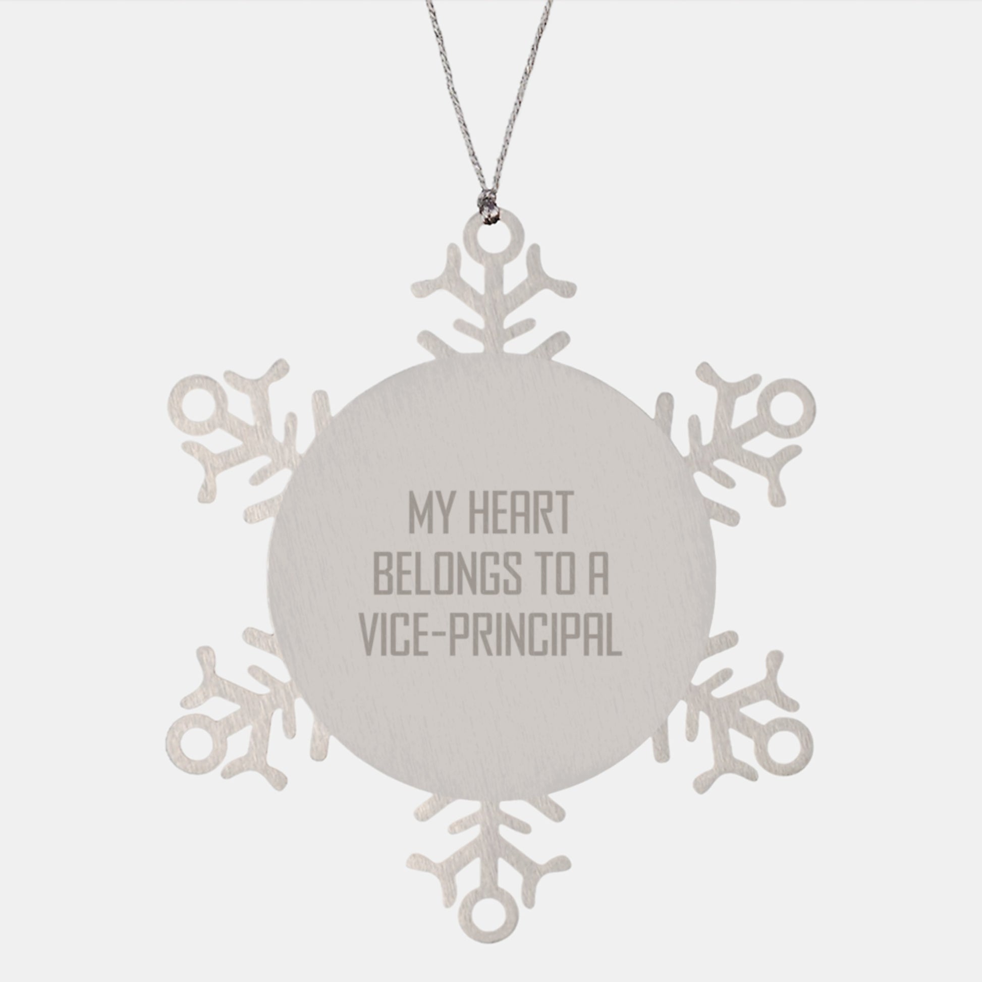 Funny Vice Principal Snowflake Ornament Gifts from Men for Women Coworkers Friends Family - My Heart Belongs To A Vice Principal - Image 1