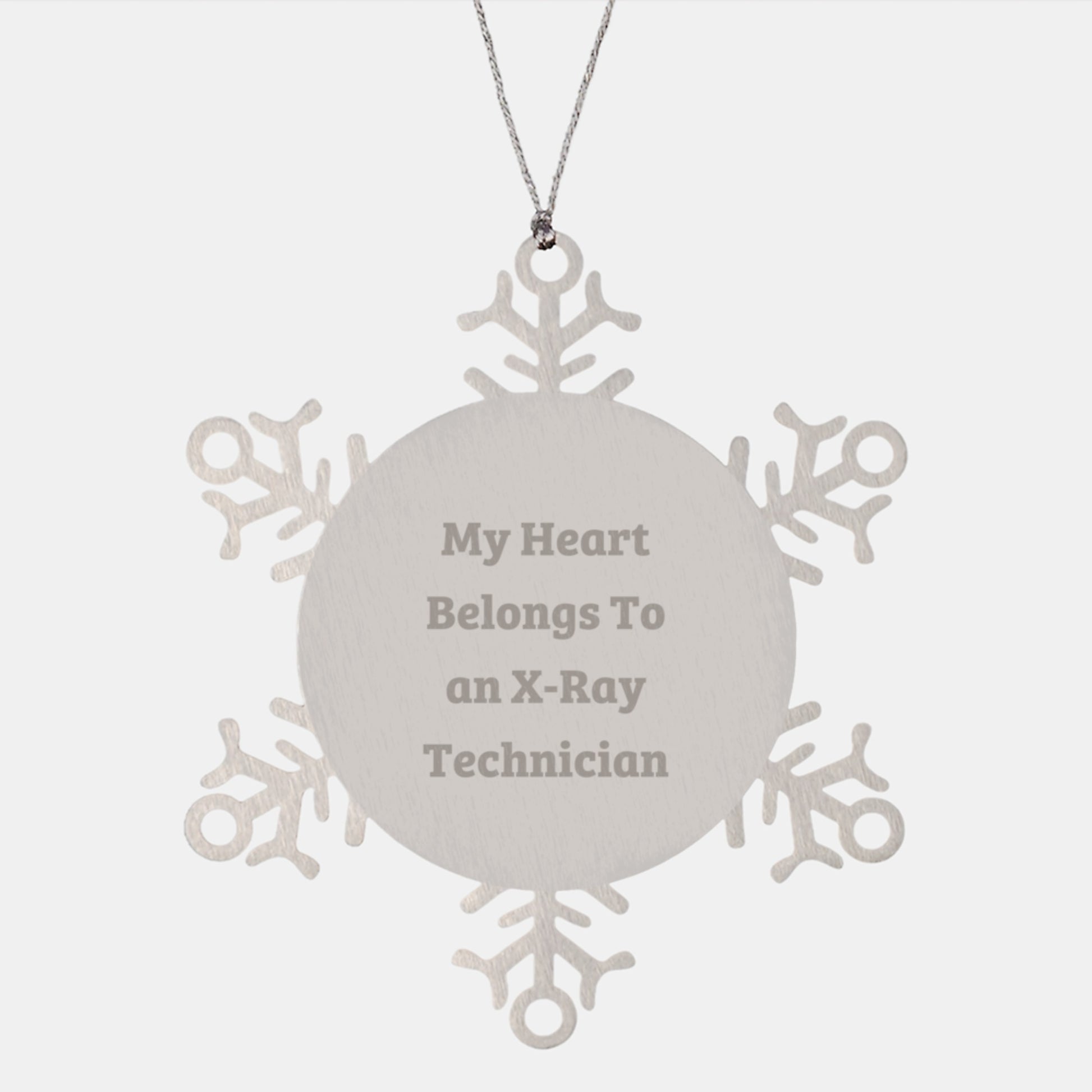 X-Ray Technician Gifts, Funny Snowflake Ornament, 'My Heart Belongs To An X-ray Technician' Quote, Christmas Unique Gifts from Friends to X-Ray Technician - Image 1