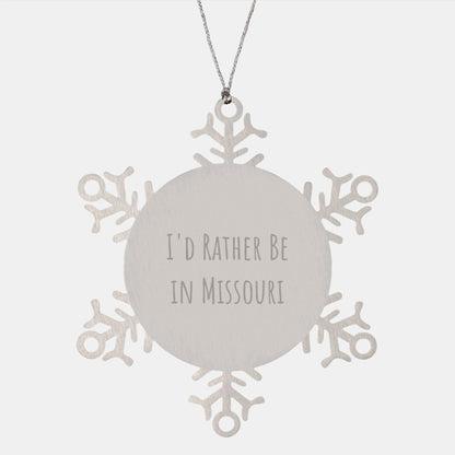 Missouri Gifts from I'd Rather Be In Missouri - Snowflake Ornament, Unique Christmas Unique Gifts for Friends and Family - Image 1