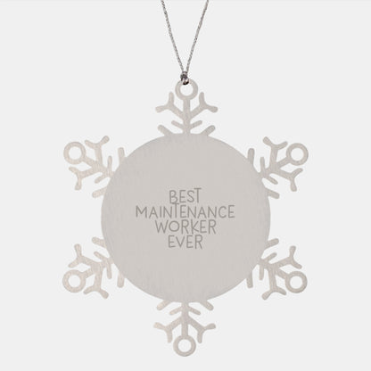 Funny 'Best Maintenance Worker Ever' Snowflake Ornament Gifts for Maintenance Worker Friends - Gifts from Men to Coworkers at Christmas - Image 1