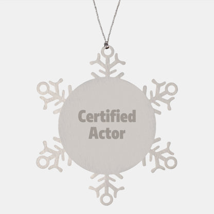 Funny Actor Gifts from Friends for Christmas - Snowflake Ornament, 'You're a Star' Quote, Shatterproof Stainless Steel, 3.14 inches - Image 1