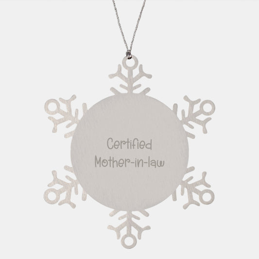 Funny Certified Mom-in-law Snowflake Ornament Gifts from Family Members, Unique Christmas Unique Gifts for Mom-in-law, Stainless Steel Snowflake Decoration - Image 1