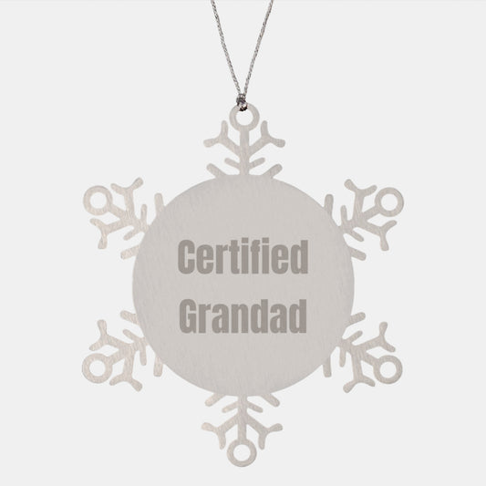 Funny Grandad Gifts Ideas - Certified Grandad Snowflake Ornament for Grandads on Christmas Unique Gifts from Family - Image 1