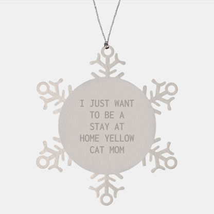 Yellow Cat Mom Funny Snowflake Ornament Gifts for Christmas Unique Presents from Family Friends - Image 1