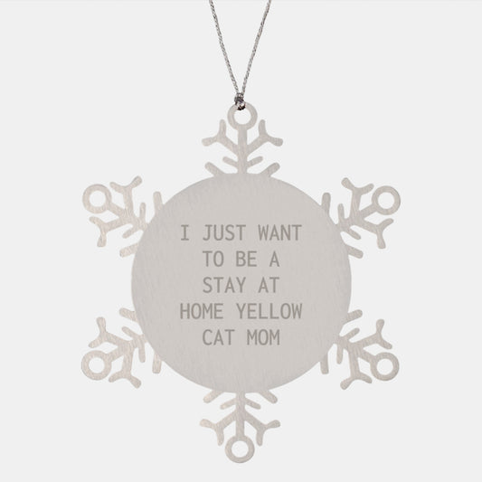 Yellow Cat Mom Funny Snowflake Ornament Gifts for Christmas Unique Presents from Family Friends - Image 1