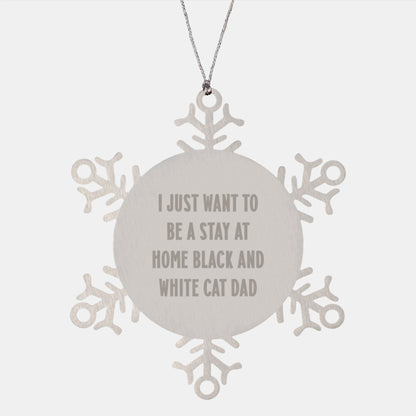 Funny Black and White Cat Dad Gift, Snowflake Ornament for Men or Women, Black and White Cat Lover Christmas Unique Gifts, Gifts from Dad to Black and White Cat - Image 1