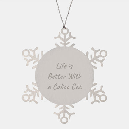 Calico Cat Lover Gifts from Friends and Family, Inspirational Snowflake Ornament for Women, Men, Calico Cat Enthusiast Unique Christmas Unique Gifts for Home Office Decor - Image 1
