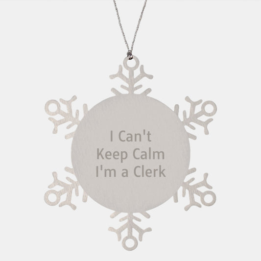 Funny Clerk Gifts, I'm A Clerk Snowflake Ornament, Christmas Unique Presents - Image 1