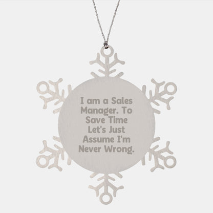 Funny Sales Manager Gifts for Men Women Friends, Snowflake Ornament Inspirational Quote - Gifts from Family - Image 1