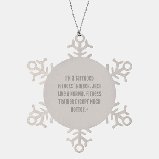 Funny Fitness Trainer Christmas Unique Gifts from Friends for Men Tattooed Snowflake Ornament - Image 1