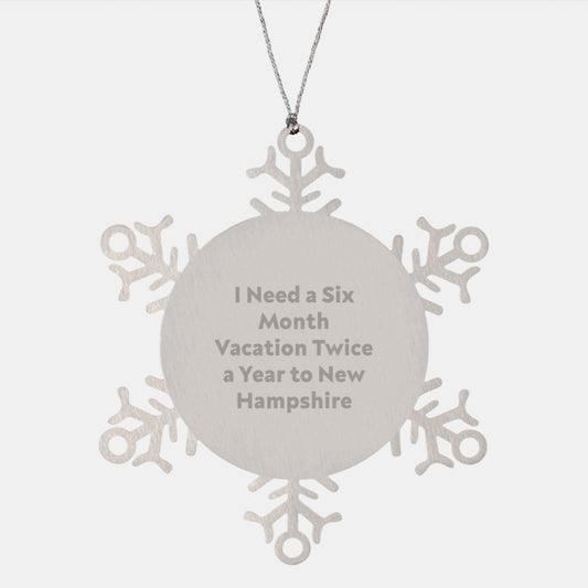New Hampshire Snowflake Ornaments, Funny Gifts for Friends, Coworkers, or Family from New Hampshire Enthusiasts, Unique Christmas Decorations - Image 1