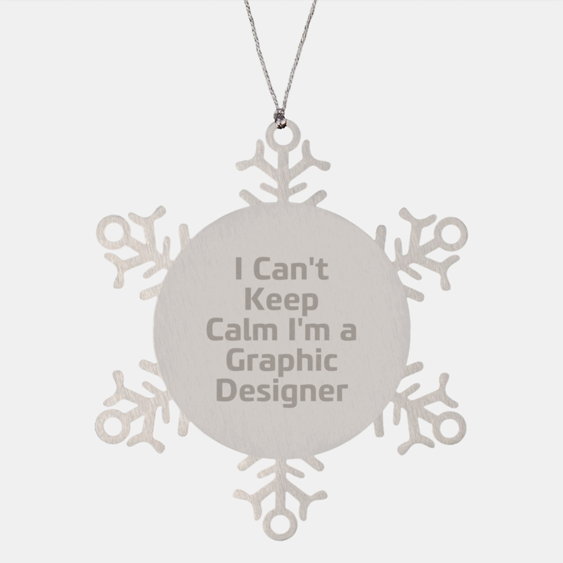 Funny Graphic Designer Gifts from Friends for Christmas - 'I Can't Keep Calm I'm A Graphic Designer' Snowflake Ornament - Image 1