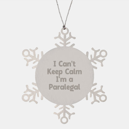 Funny Paralegal Snowflake Ornament Gifts from Friends and Family, 'I Can't Keep Calm I'm A Paralegal' Quote, Unique Christmas Ornament for Paralegal, Men, Women, Coworkers, and Colleagues - Image 1