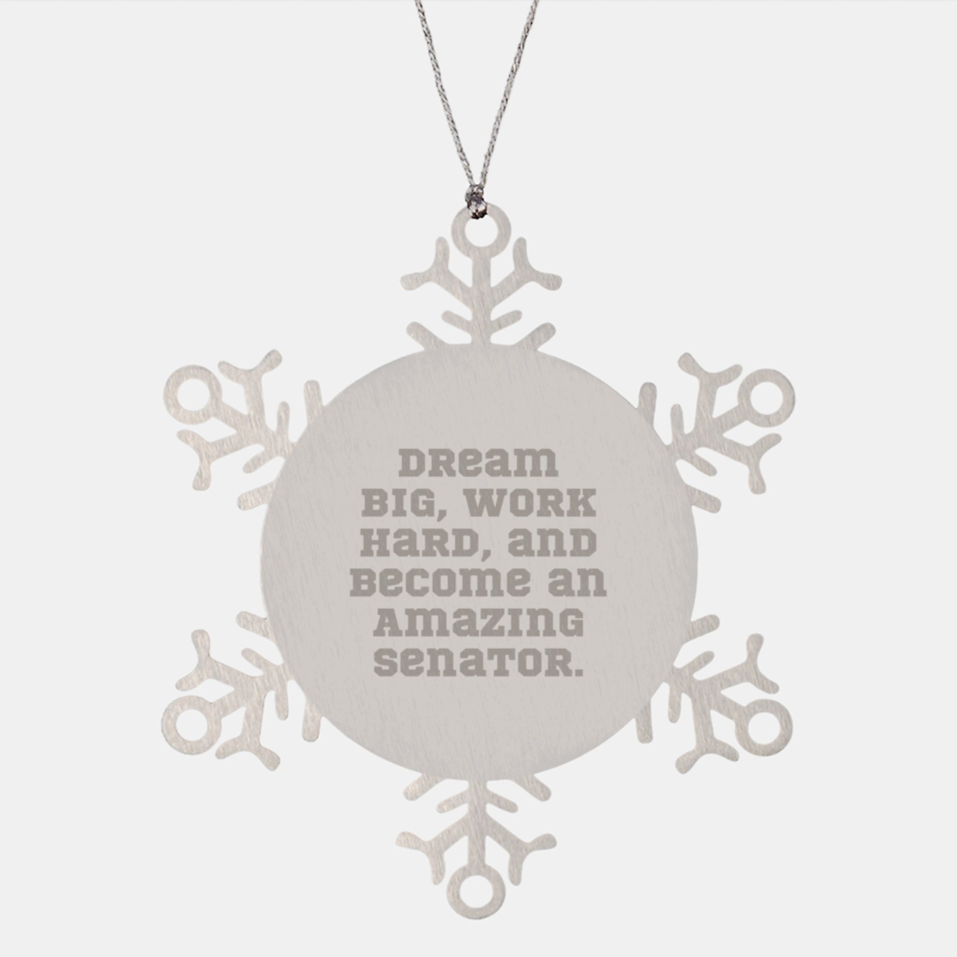 Funny Senator Gifts from Friends - Dream Big, Work Hard, Snowflake Ornament, Christmas Unique Presents for Senator - Image 1