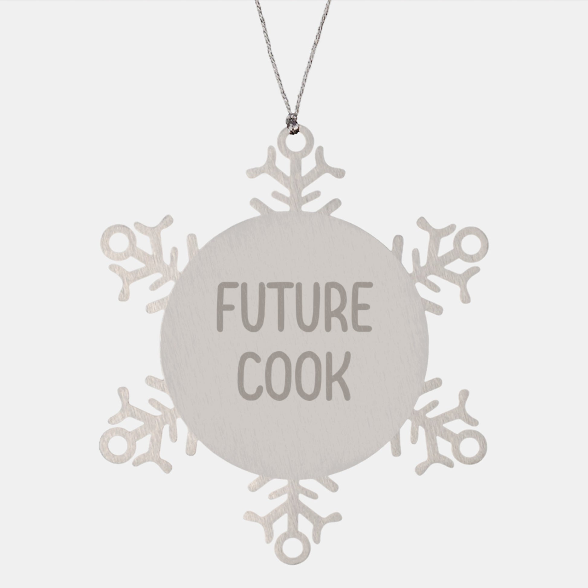 Future Cook's Christmas Unique Gift: Snowflake Ornament, Funny Quote, Cook, Gifts from Family, for Cook, Stainless Steel, Shatterproof, 3.14 inches in diameter - Image 1
