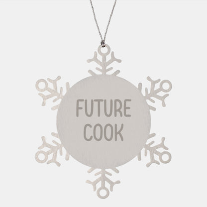 Future Cook's Christmas Unique Gift: Snowflake Ornament, Funny Quote, Cook, Gifts from Family, for Cook, Stainless Steel, Shatterproof, 3.14 inches in diameter - Image 1