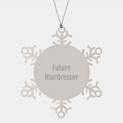 Funny Hairdresser Gifts from Men to Future Hairdresser Snowflake Ornament, Christmas Unique Gift Ideas for Hairdresser Friends, Cute Stainless Steel Snowflake Ornament - Image 1
